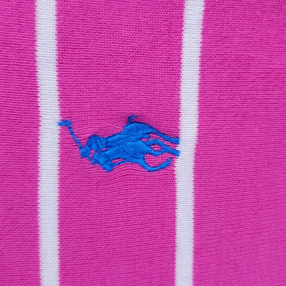 RALPH LAUREN SPORT Fushia White Striped Long Sleeve Cotton Shirt M - Picture 3 of 9